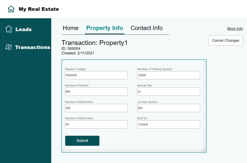 MyRealEstate sample app: Update a transaction