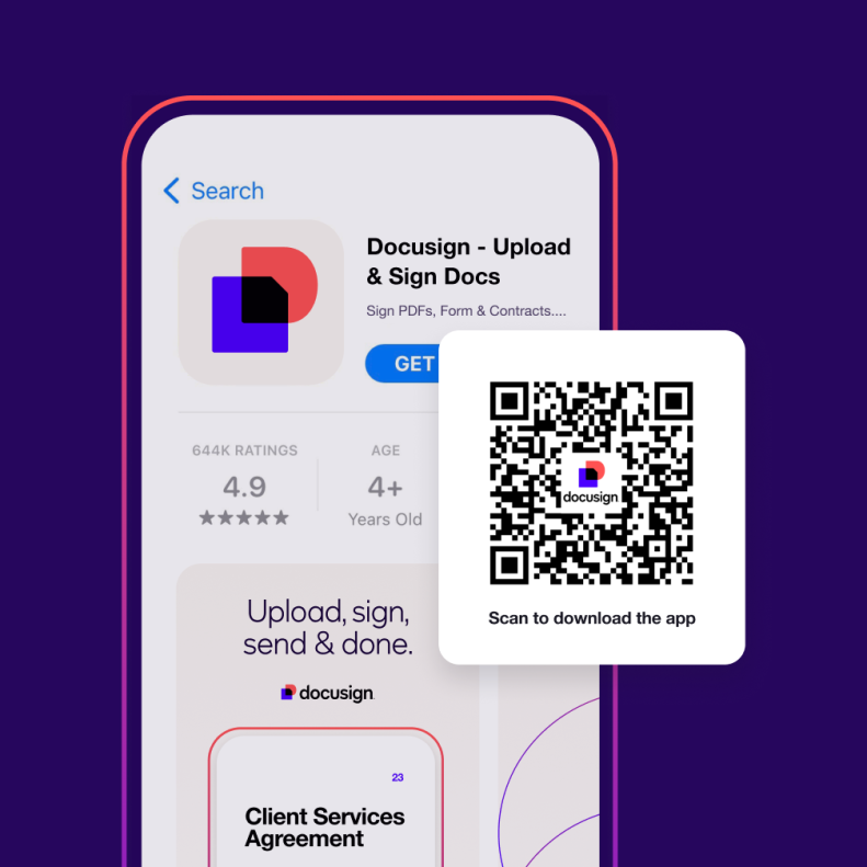 QR code to download the Docusign mobile app