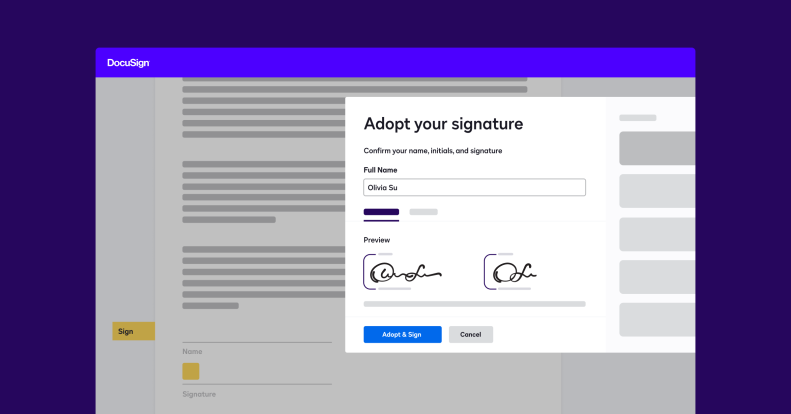 Docusign for Microsoft Word - Adopt Signature screenshot