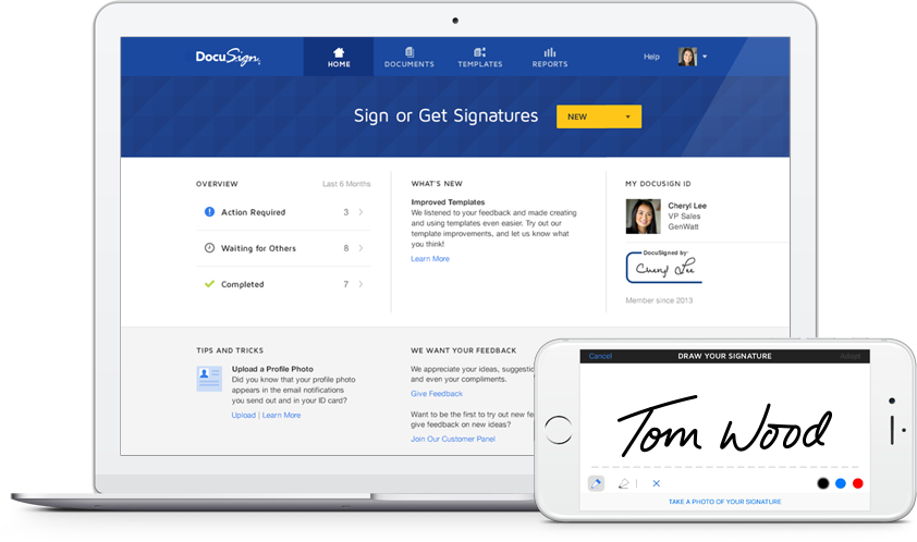 Docusign gebruikersinterface getoond in een laptop